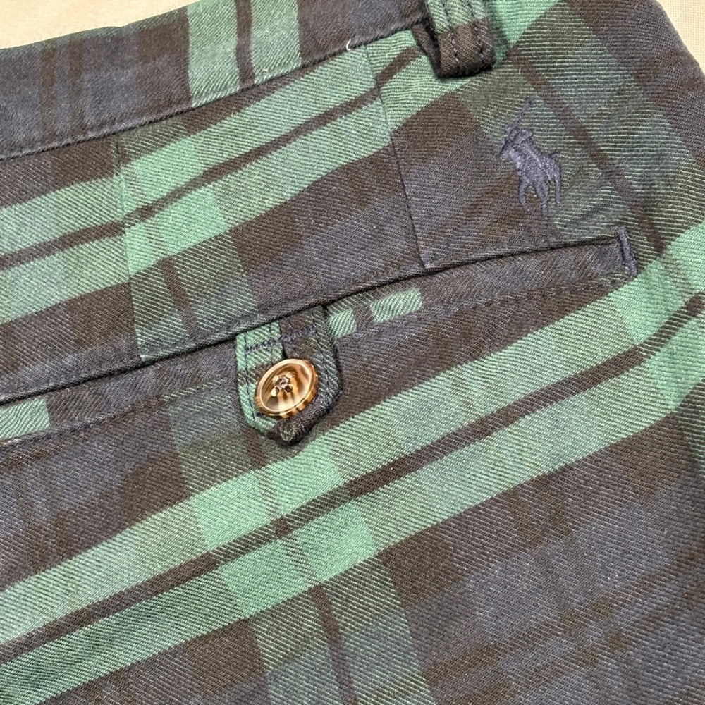 Polo Ralph Lauren Chino Pants Mens 34x32 Green Black Watch Plaid Stretch - Picture 7 of 14